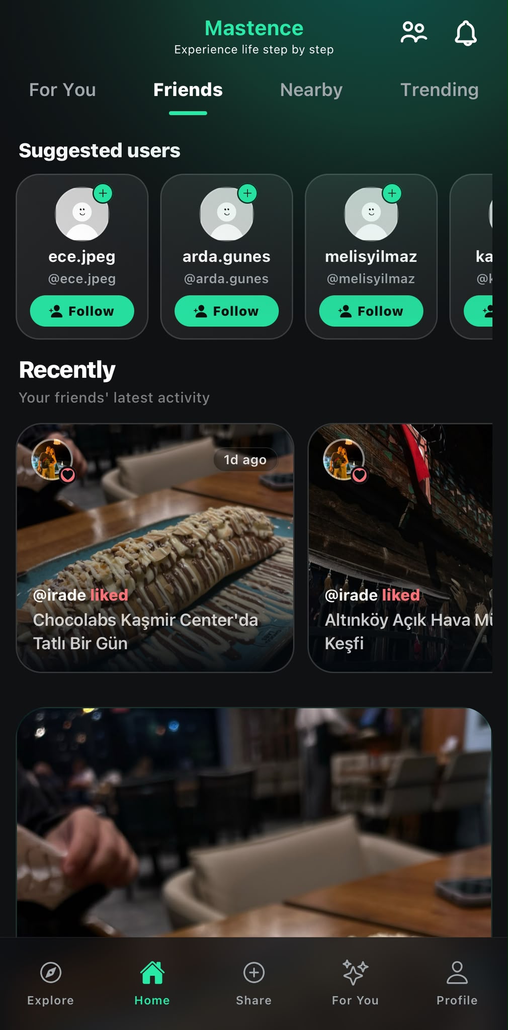Friends feed screenshot
